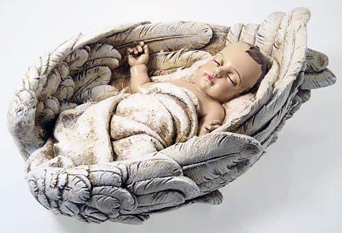 3D Baby Enfolded in Angel Wings mold