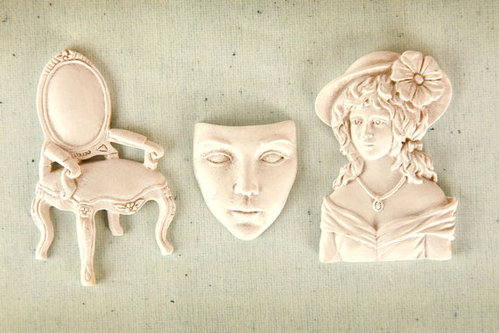  vintage shabby chic appliques chair face lady girl mold